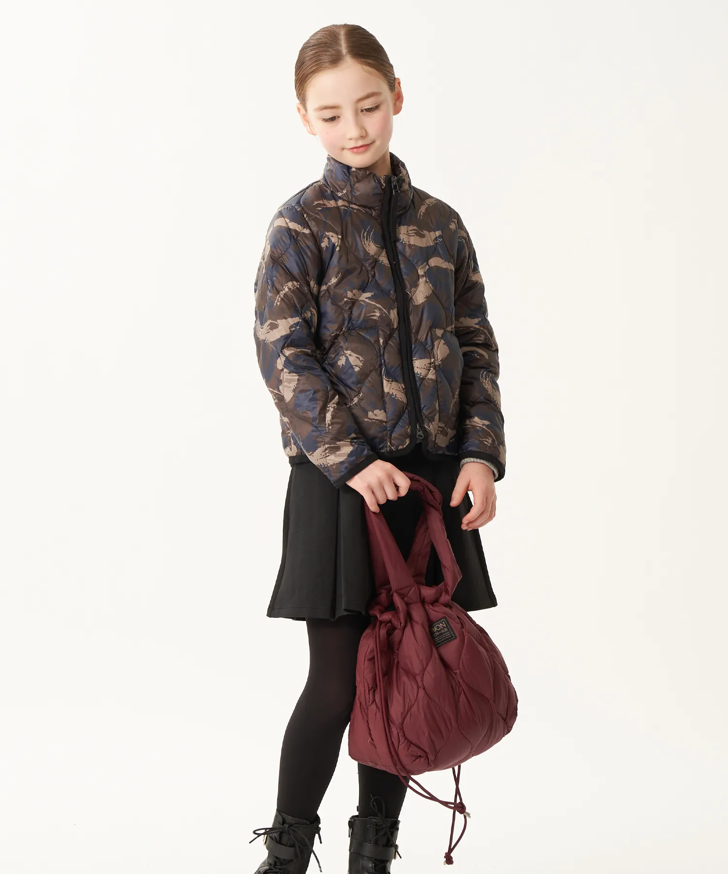 Kids Military Hi-Neck W-Zip Down Jacket (Soft Shell) - Image 8