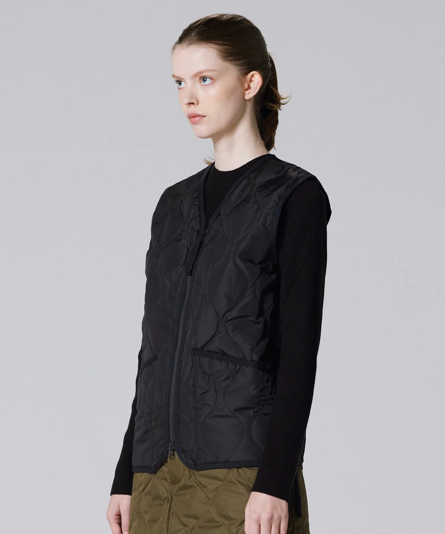 Unisex Military Zip V-Neck Down Vest (Hard Shell) - Image 15