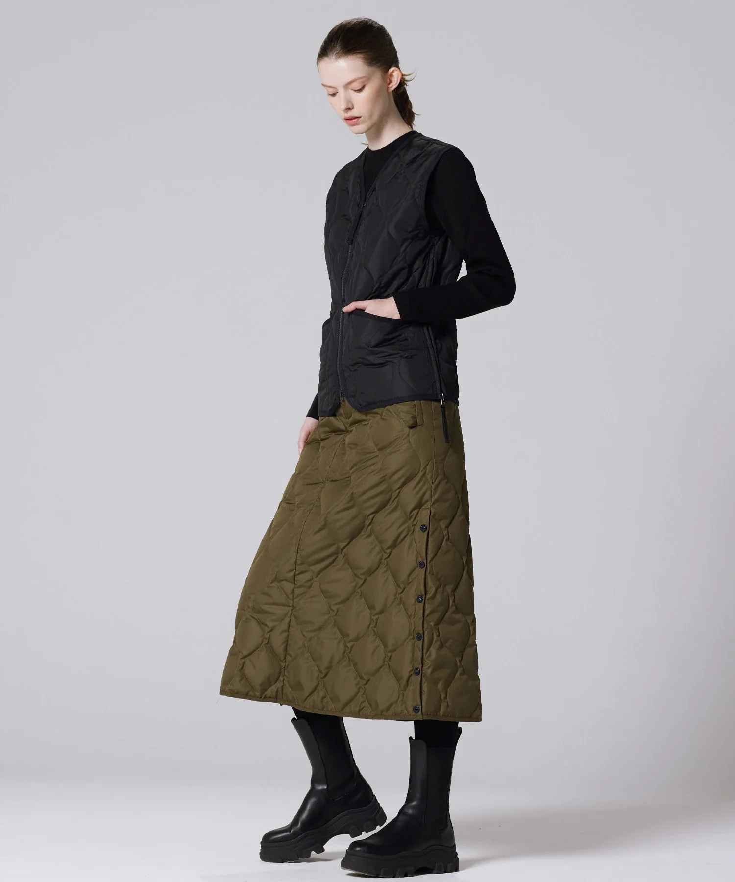 Unisex Military Zip V-Neck Down Vest (Hard Shell) - Image 17