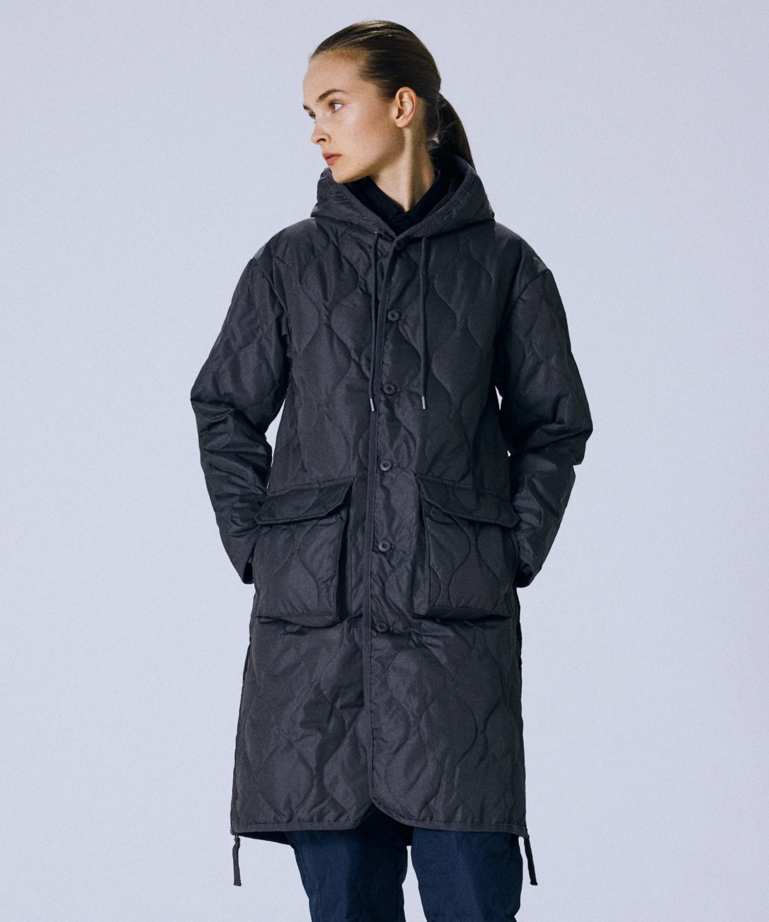 Unisex Military Hood Long Down Coat (Hard Shell) - Image 15