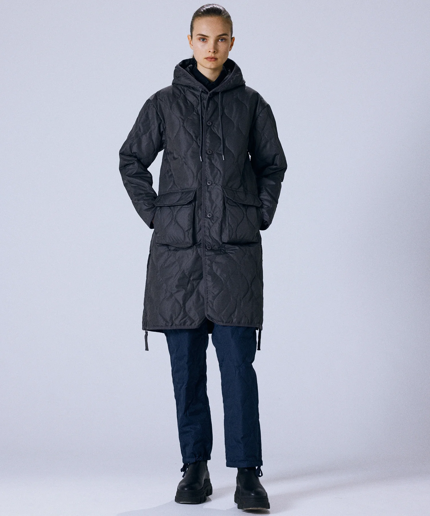 Unisex Military Hood Long Down Coat (Hard Shell) - Image 17