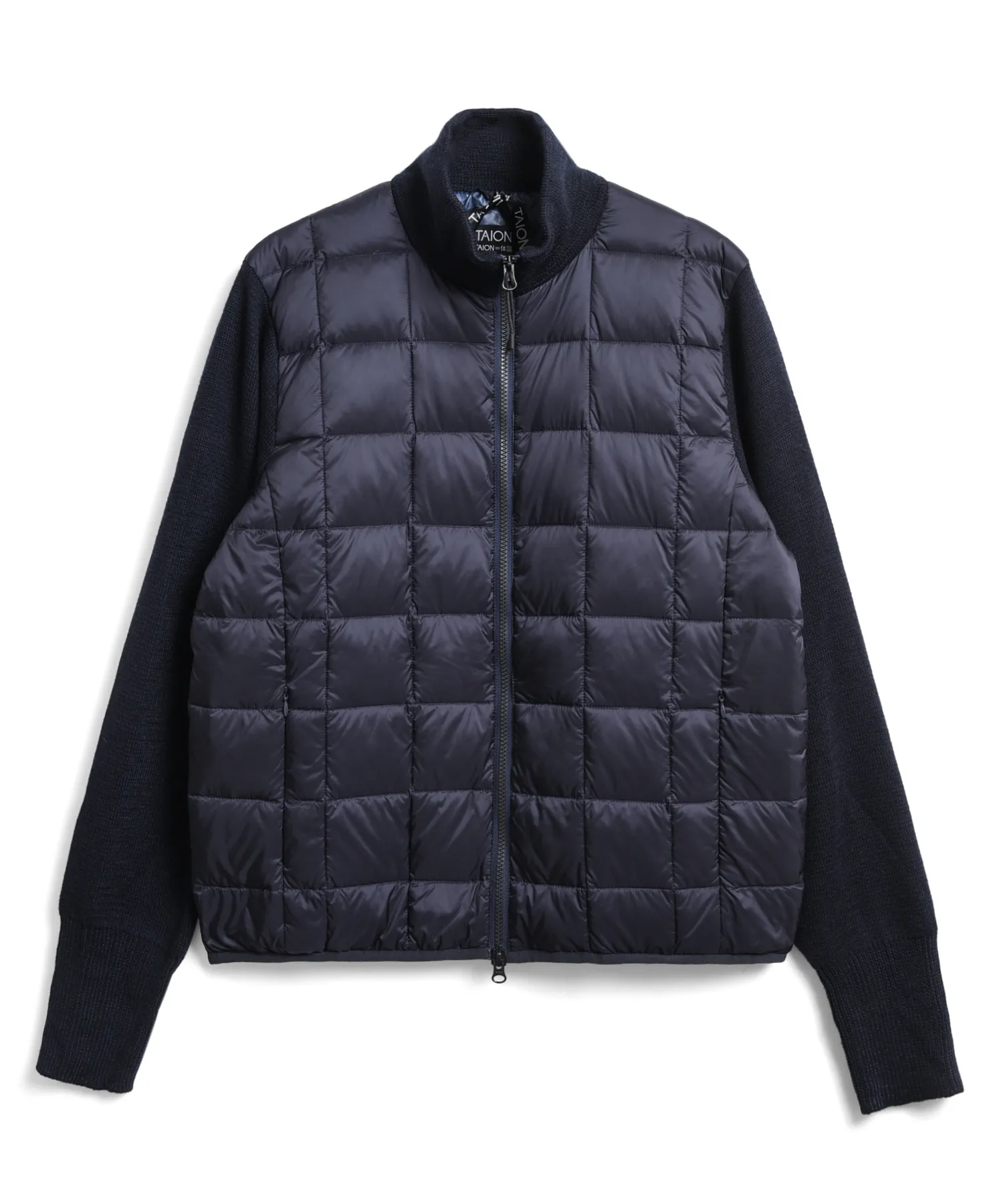 Unisex Basic Hi Neck Down Jacket + Knit Sleeves - Image 11