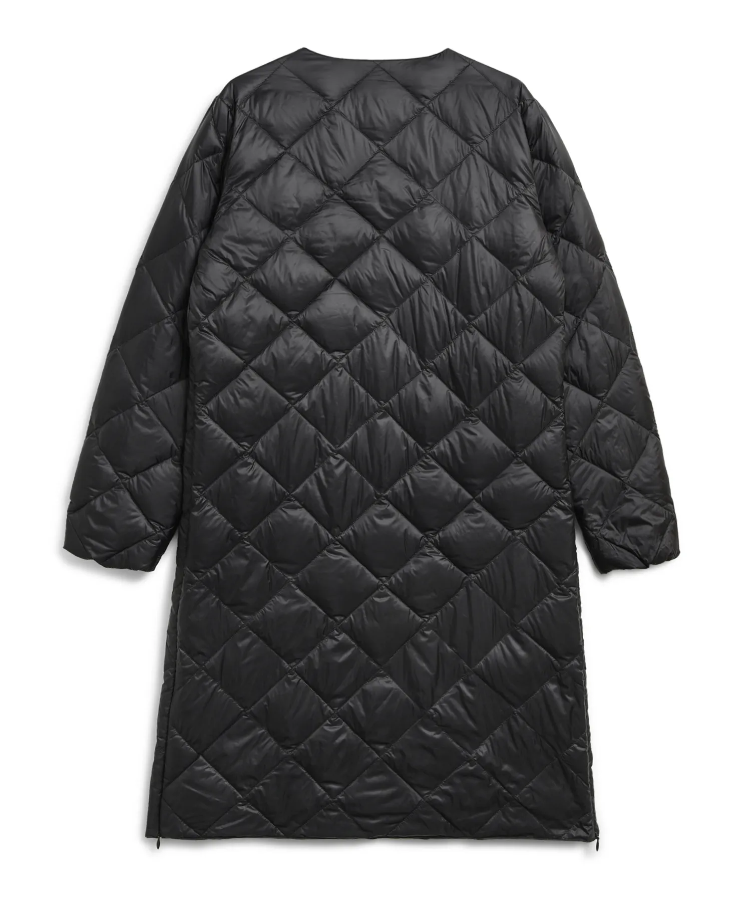 City Single Snap Button Crew Neck Long Down Coat - Image 3