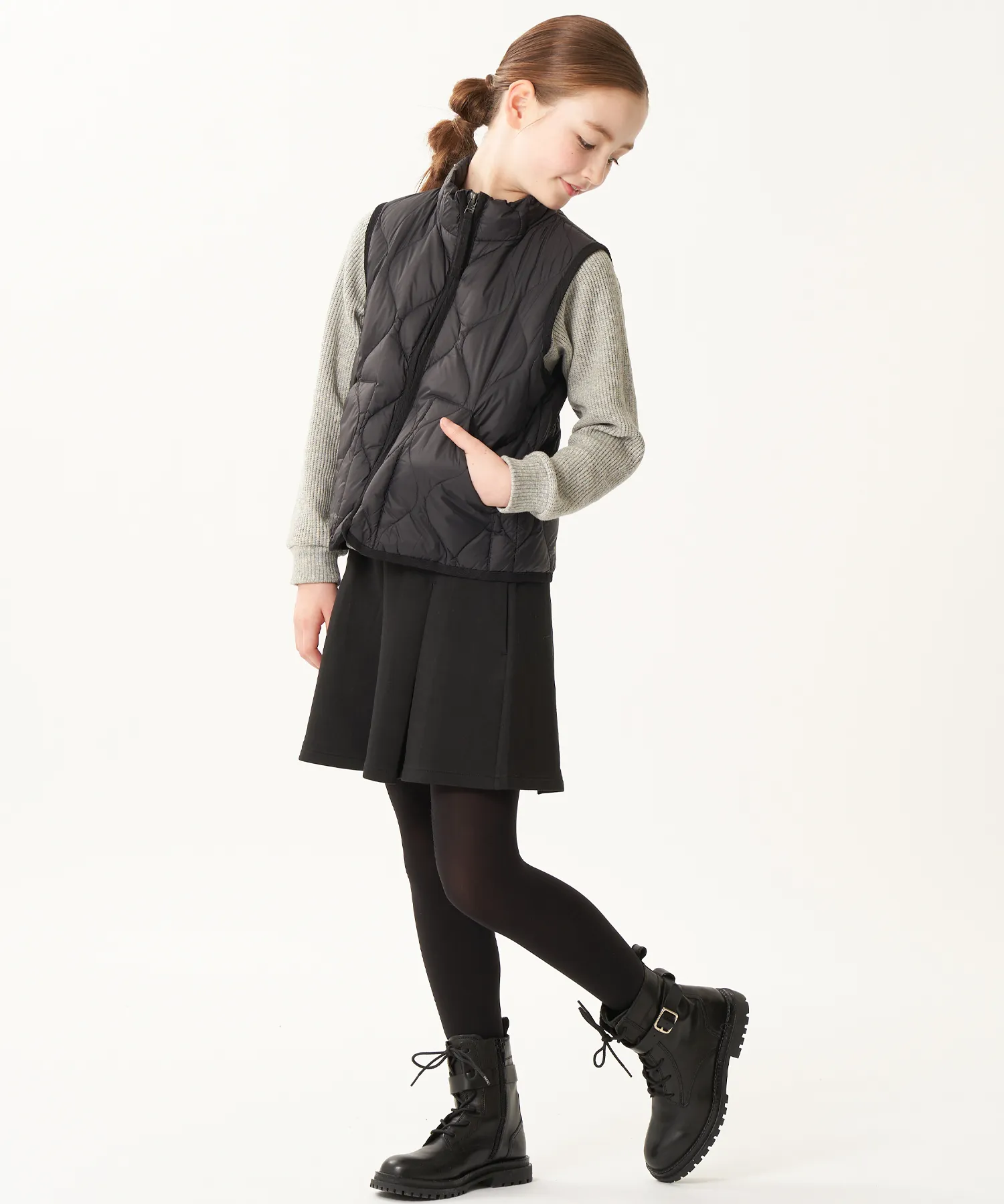 Kids Military Hi-Neck W-Zip Down Vest (Soft Shell) - Image 10