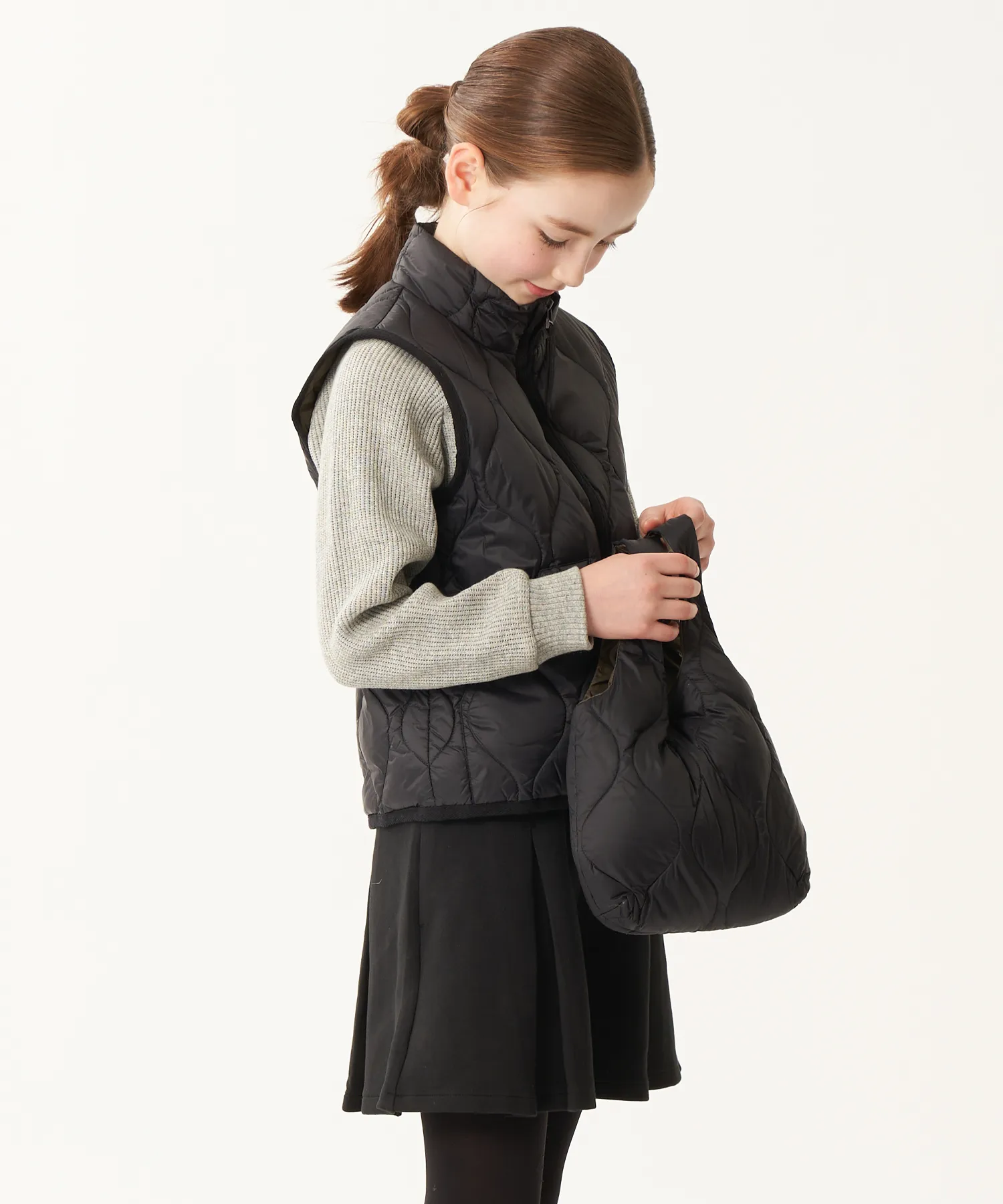 Kids Military Hi-Neck W-Zip Down Vest (Soft Shell) - Image 12