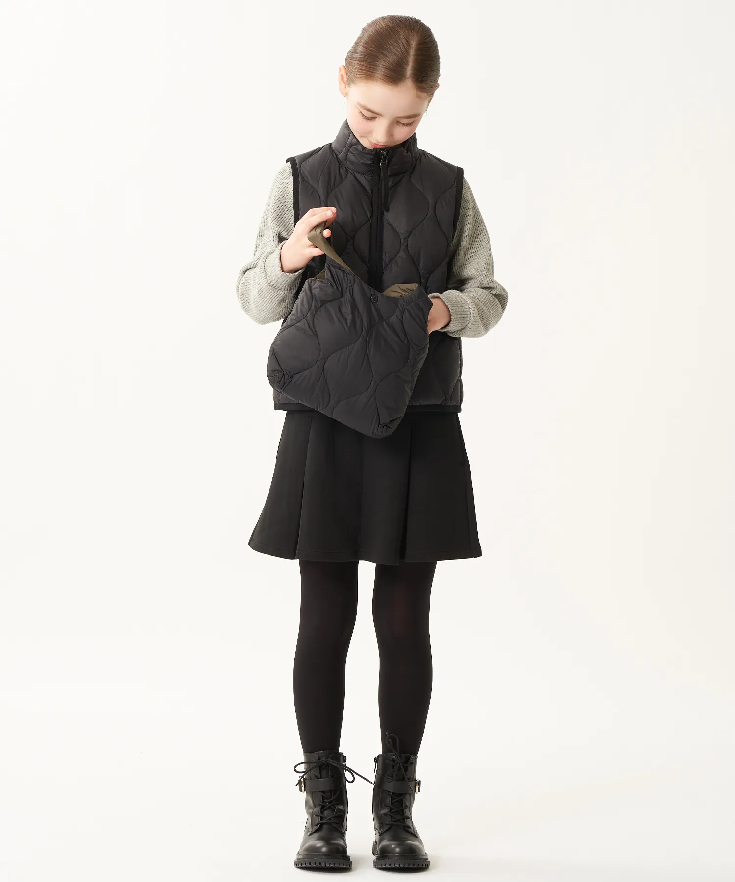 Kids Military Hi-Neck W-Zip Down Vest (Soft Shell) - Image 14