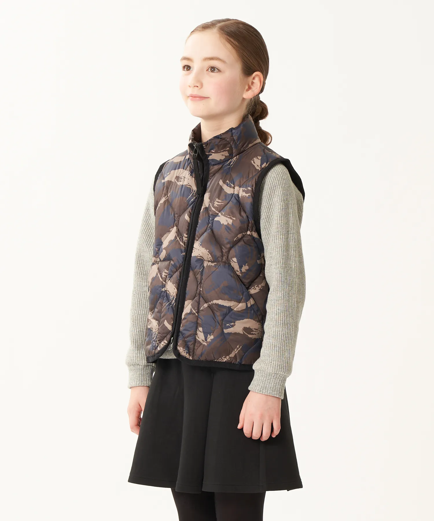 Kids Military Hi-Neck W-Zip Down Vest (Soft Shell) - Image 15
