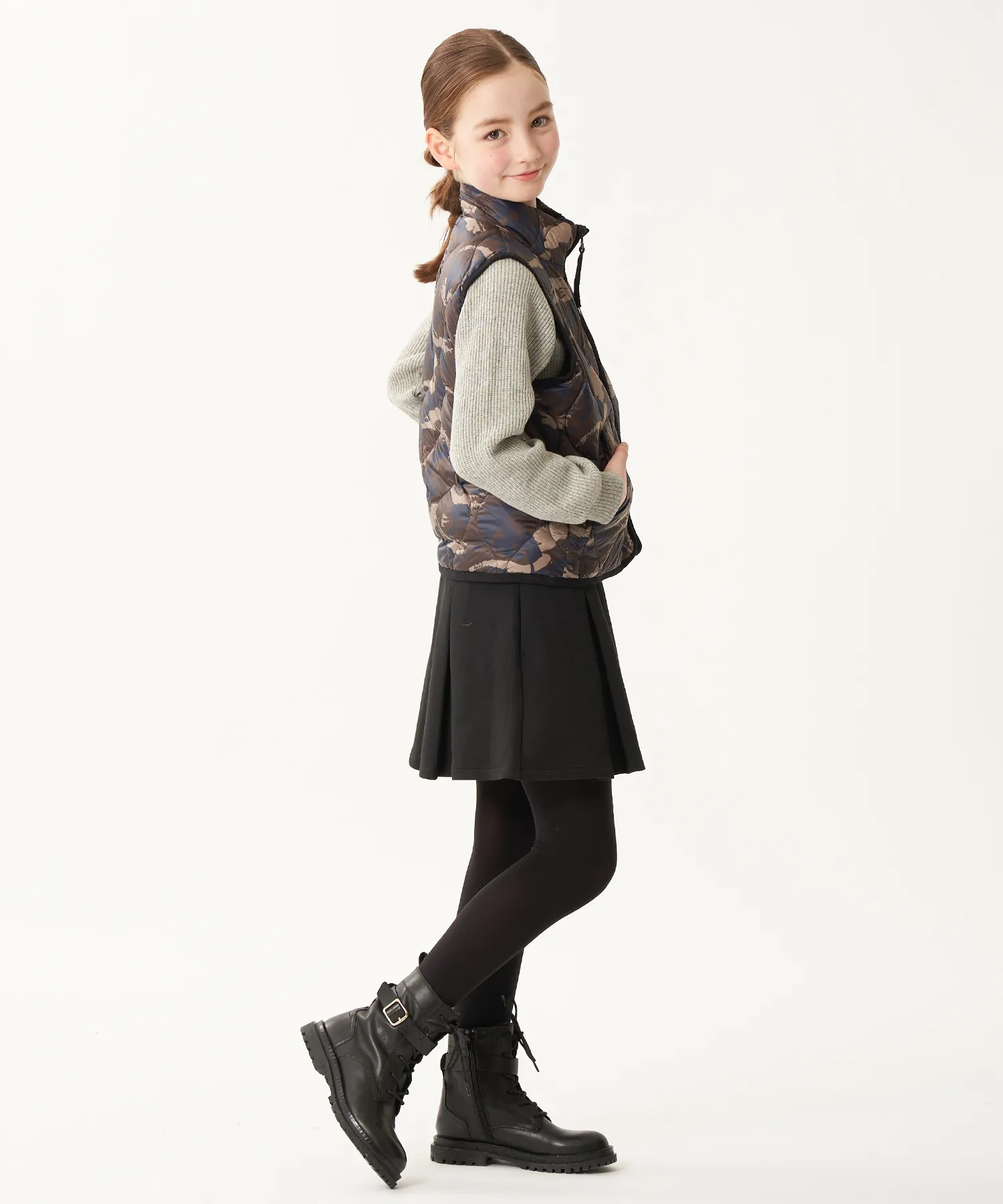 Kids Military Hi-Neck W-Zip Down Vest (Soft Shell) - Image 16