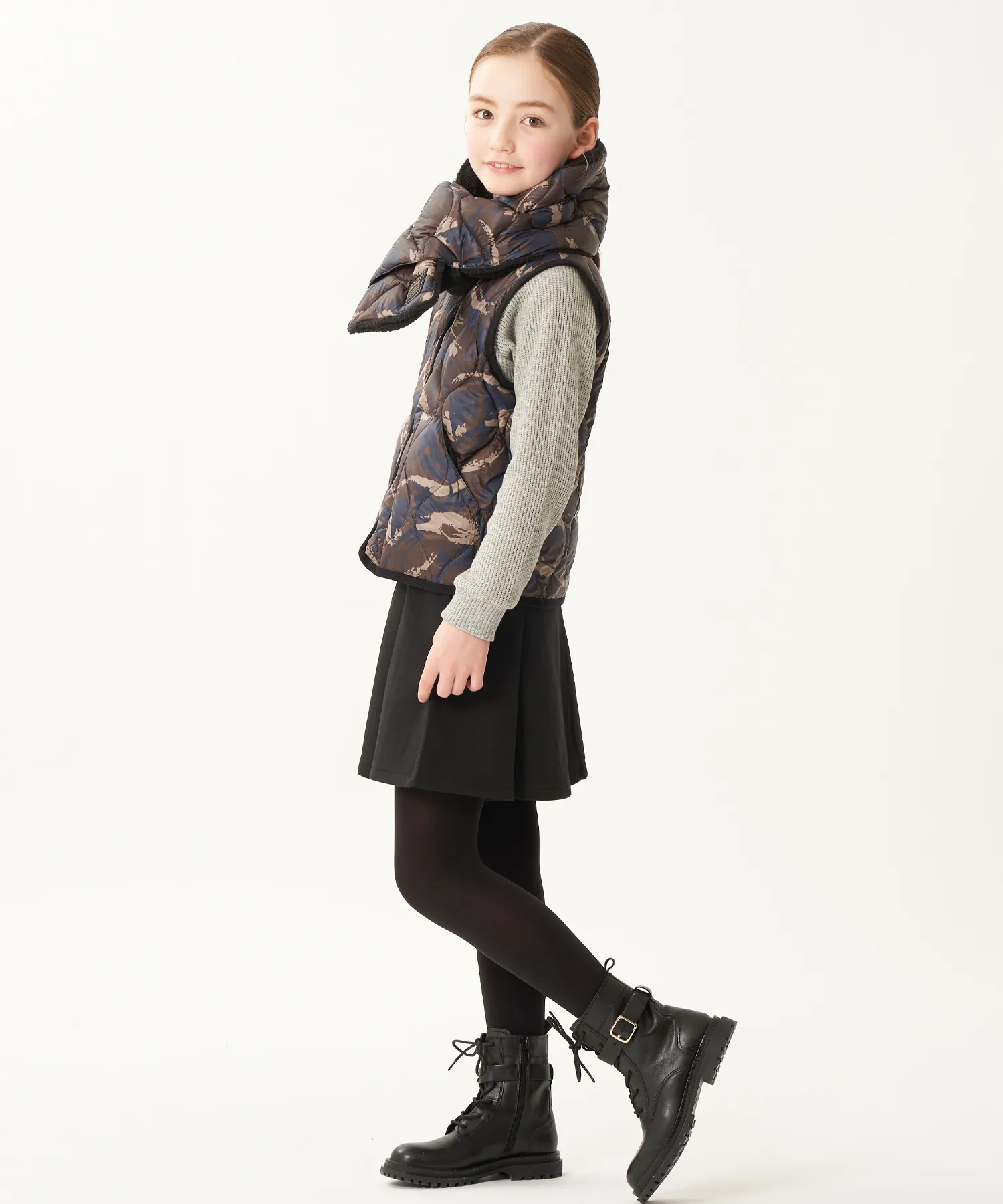 Kids Military Hi-Neck W-Zip Down Vest (Soft Shell) - Image 18