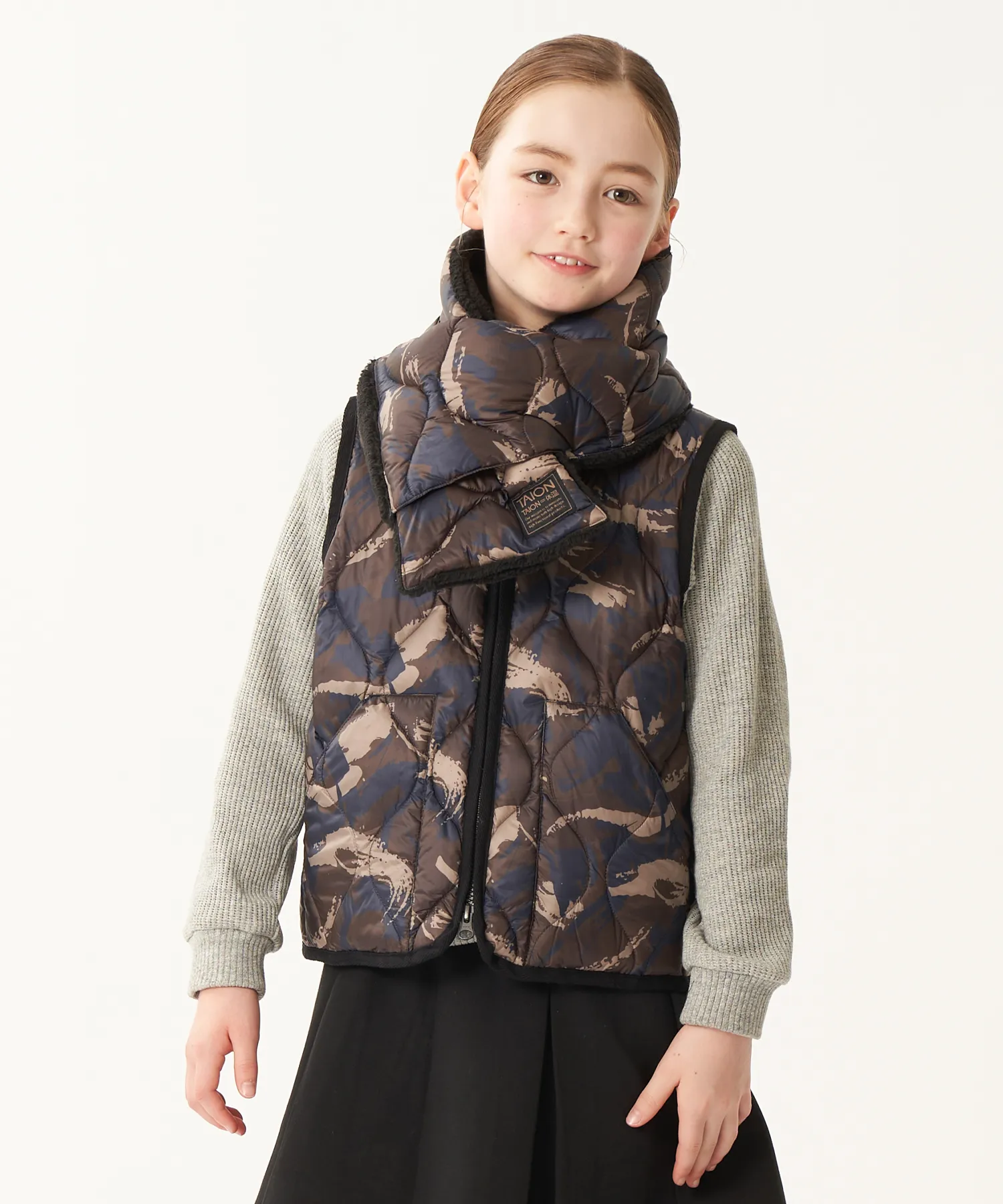 Kids Military Hi-Neck W-Zip Down Vest (Soft Shell) - Image 7
