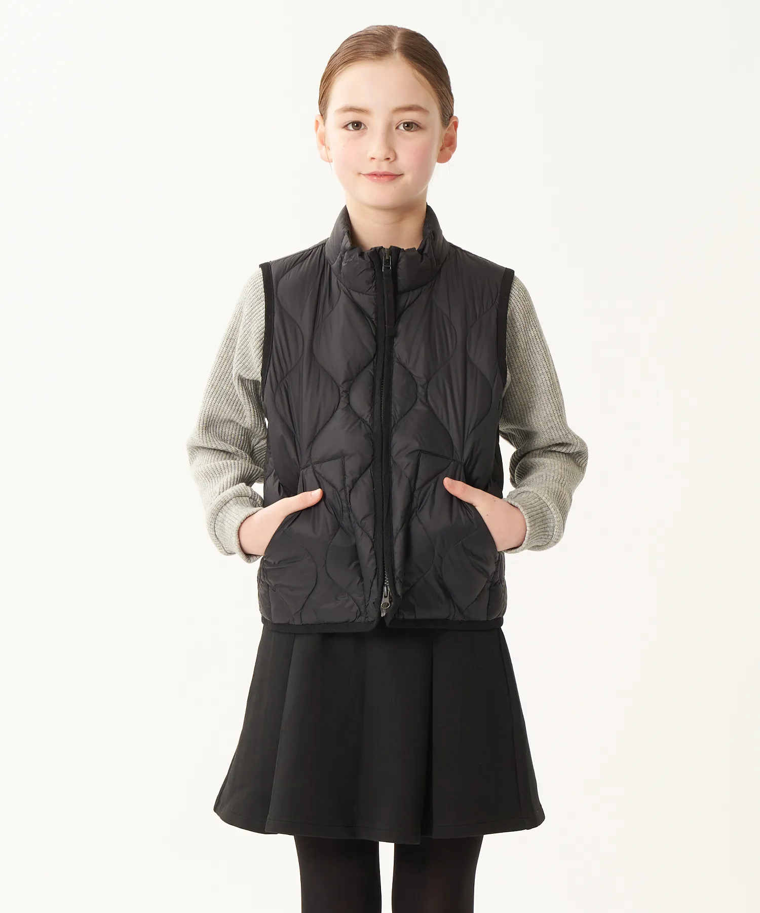 Kids Military Hi-Neck W-Zip Down Vest (Soft Shell) - Image 8