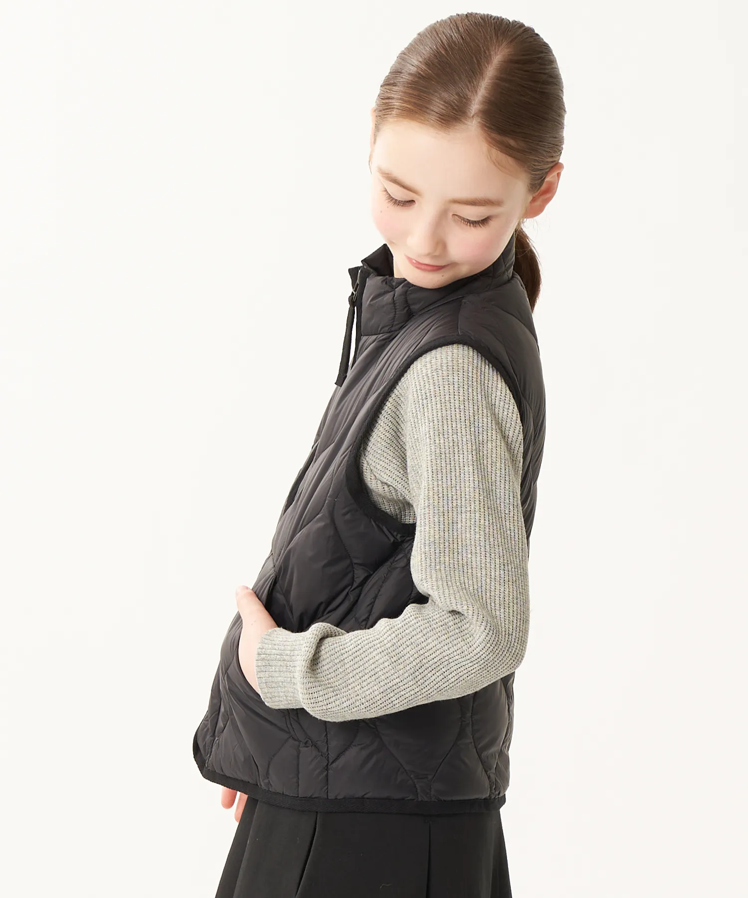 Kids Military Hi-Neck W-Zip Down Vest (Soft Shell) - Image 9