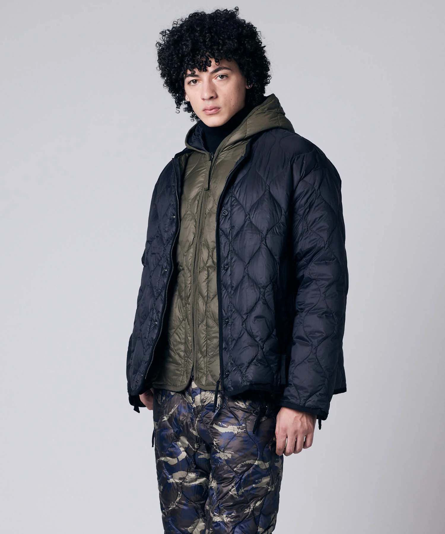 Unisex Military Hood W-Zip Down Jacket (Soft Shell) - Image 14